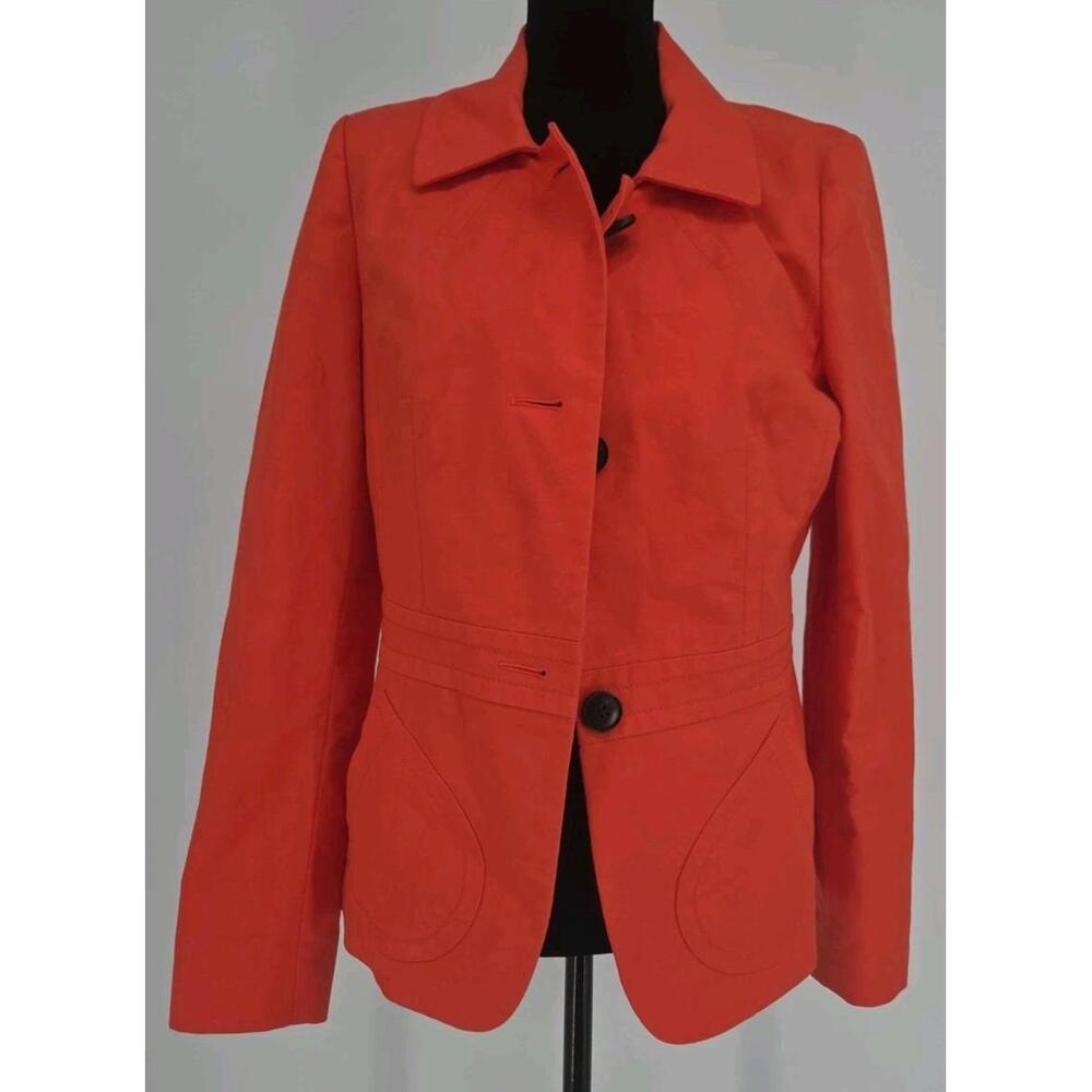 Lafayette 148‎ New York Womens Blazer 8 Orange Three-Button Collared Jacket